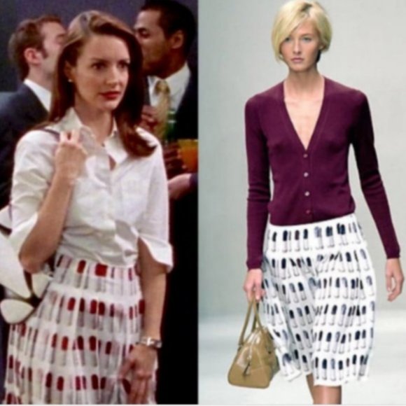 ICONIC PRADA LIPSTICK Pleated Silk SKIRT RUNWAY S/S 2000 Y2K IT 40/ 4 - Picture 3 of 13